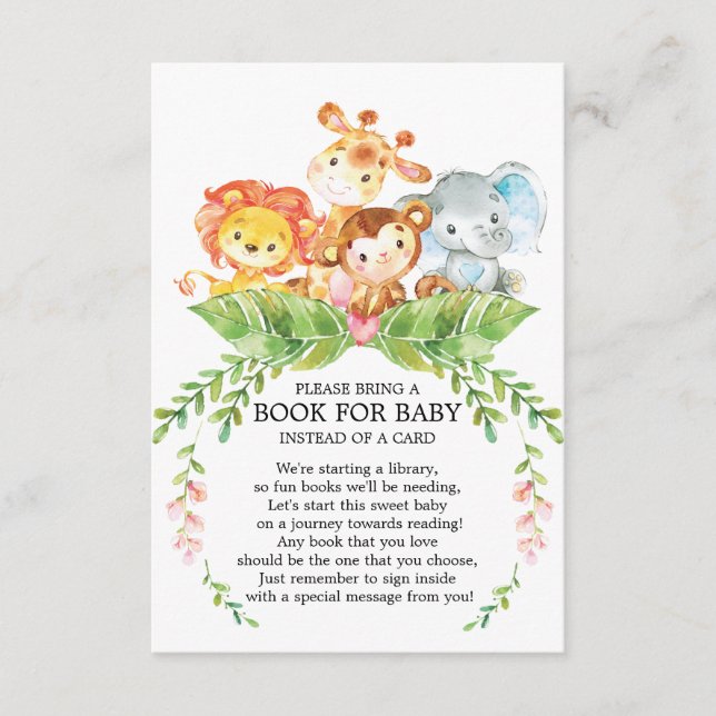 Carte D'accompagnement Safari Jungle Boys Baby shower Book for Baby (Devant)