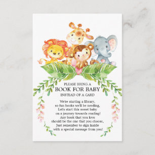 Carte D'accompagnement Safari Jungle Girls Baby shower Book for Baby