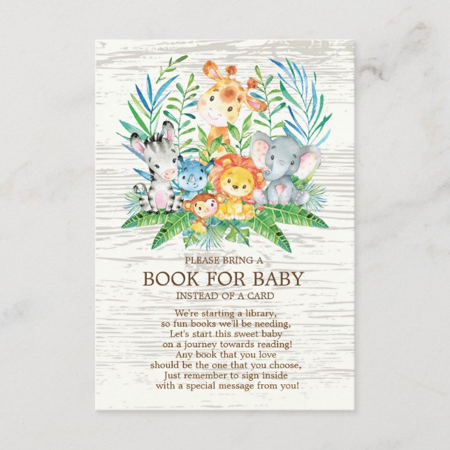 Carte D'accompagnement Safari Jungle Neutral Baby shower Livre pour bébé (Devant)