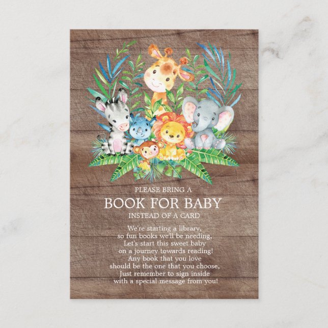 Carte D'accompagnement Safari Jungle Neutral Baby shower Livre pour bébé (Devant)