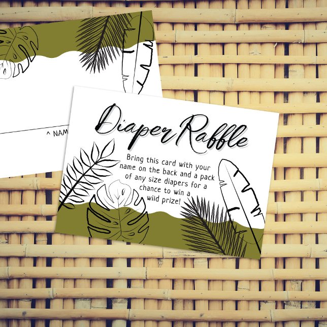 Carte D'accompagnement Safari sauvage Laisser Olive Green Diaper Raffle (Créateur téléchargé)