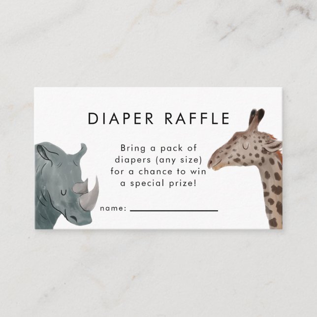 Carte D'accompagnement Safari Thème Baby shower Déchets Raffle Billet (Devant)