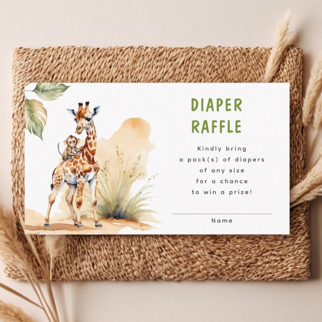 Carte D'accompagnement Safari Wild Baby Animal Déchets Baby shower Raffle (Créateur téléchargé)