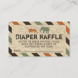 Carte D'accompagnement Safari Zoo Animaux africains Déchets Raffle