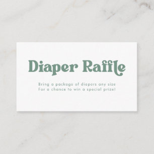 Carte D'accompagnement Sage & Blanc Retro Type Diaper Raffle