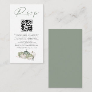 Carte D'accompagnement Sage Citrouille Florals QR Code Mariage RSVP