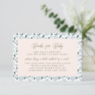 Carte D'accompagnement Sage Dusty Blue Floral Baby showers Livres pour bé