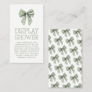 Carte D'accompagnement Sage En vichy Bow Pique-nique Baby Display Douche