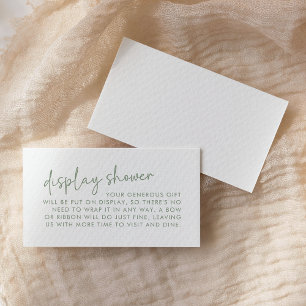 Carte D'accompagnement Sage et blanc Script minimal Bridal Affichage douc
