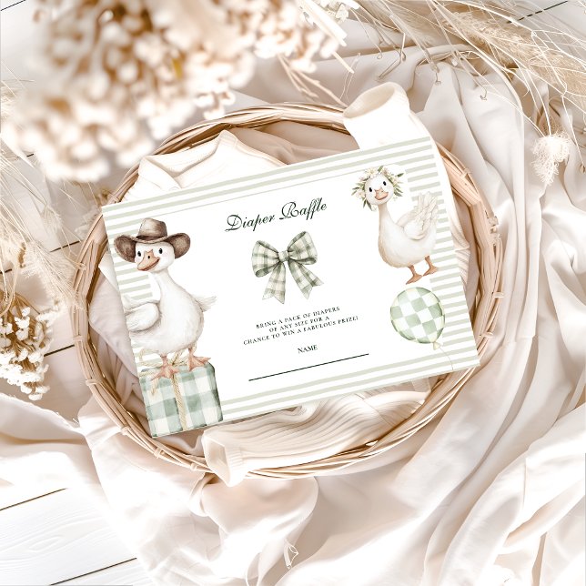 Carte D'accompagnement Sage Gingham Silly Goose Diapper Raffle (Créateur téléchargé)