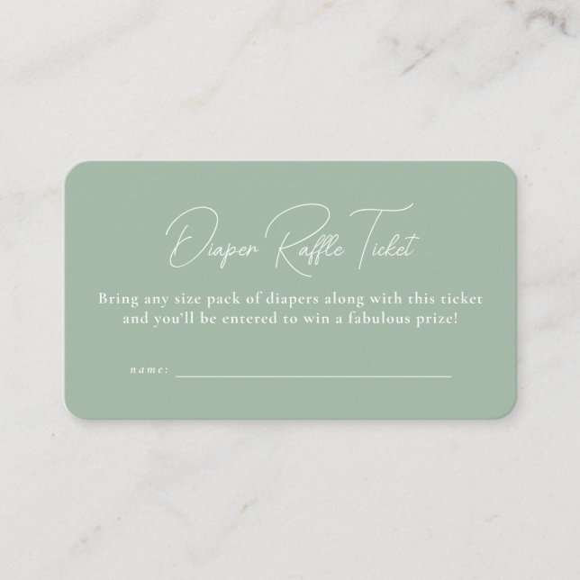 Carte D'accompagnement Sage green baby shower simple billet de tombola (Devant)