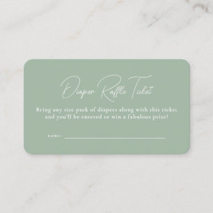 Carte D'accompagnement Sage green baby shower simple billet de tombola