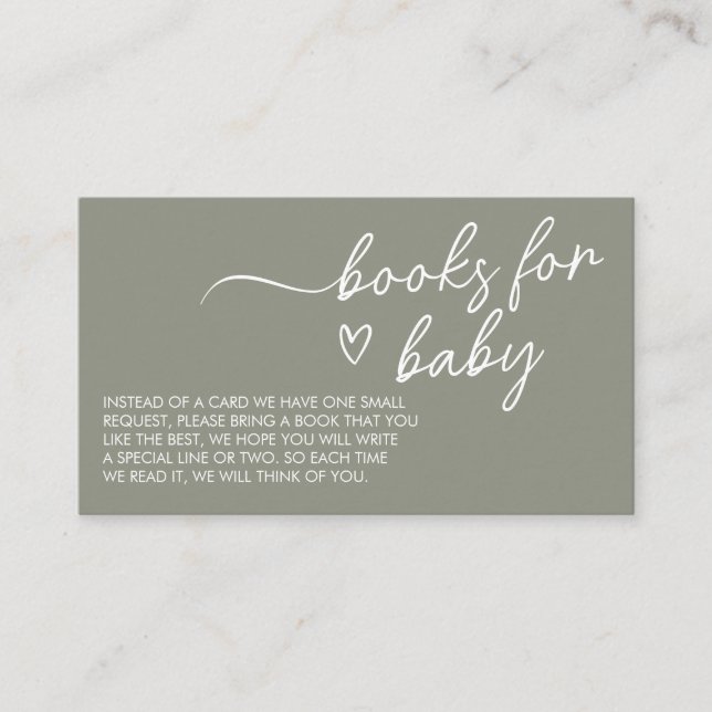Carte D'accompagnement Sage Green Boho Minimalist Livres pour bébé (Devant)
