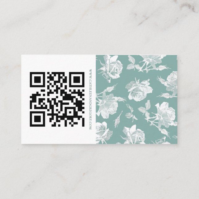 Carte D'accompagnement Sage Green Calligraphy Script QR Info Wedding (Dos)