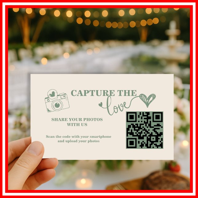 Carte D'accompagnement Sage Green Capture Le Mariage Love QR Code (Créateur téléchargé)