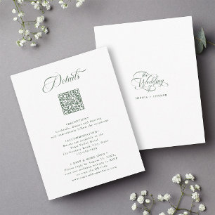 Carte D'accompagnement Sage Green Delicate Elegant Wedding Détails
