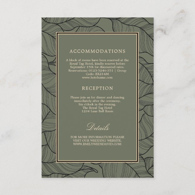 Carte D'accompagnement Sage Green Elegant Classic Calligraphie Détails (Devant)