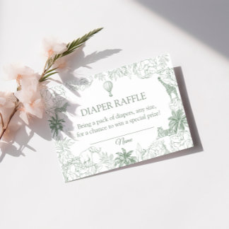 Carte D'accompagnement Sage Green Jungle Safari Baby Shower Diaper Raffle