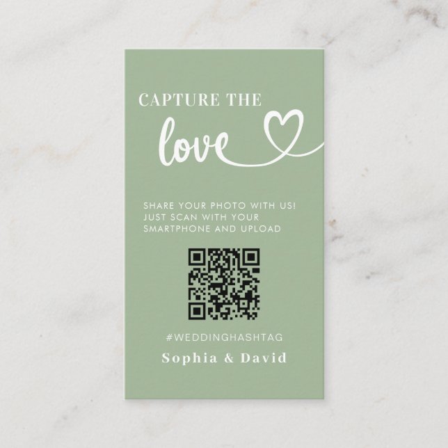 Carte D'accompagnement Sage Green Mariage Photos Capturer Le Code QR d'am (Devant)