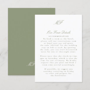 Carte D'accompagnement Sage Green Monogram Classic Mariage Détails Info