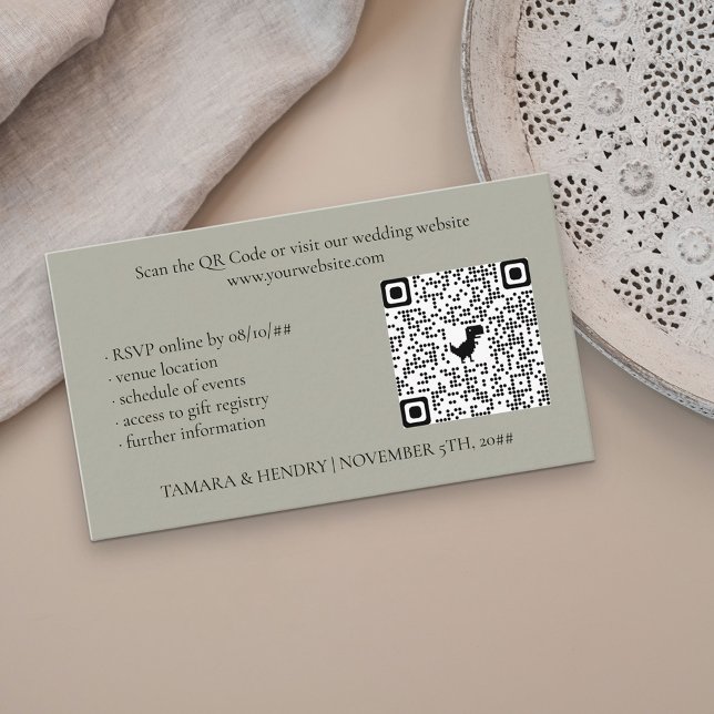 Carte D'accompagnement Sage Green Online RSVP QR Code Mariage (Créateur téléchargé)