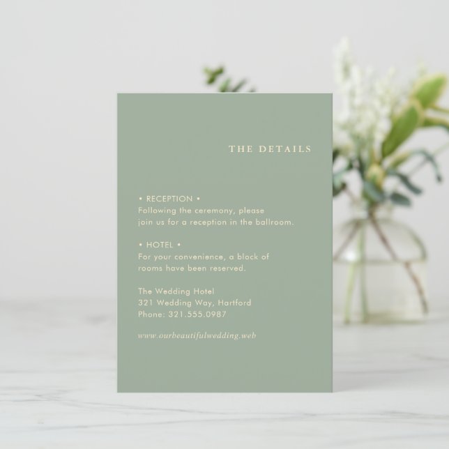 Carte D'accompagnement Sage Green Simple Modern Wedding (Debout devant)