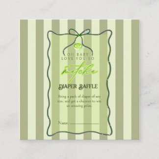 Carte D'accompagnement Sage Green Stripes Love So Matcha Diaper Raffle