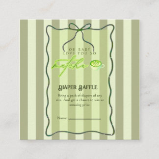 Carte D'accompagnement Sage Green Stripes Love So Matcha Diaper Raffle