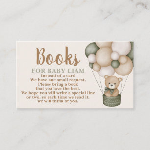 Carte D'accompagnement Sage Green Teddy Books for Baby Request Card