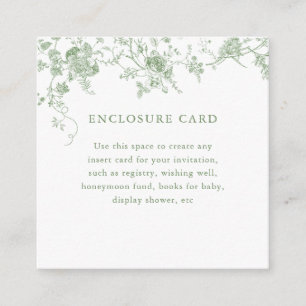 Carte D'accompagnement Sage Green Toile Vintage Floral Carré