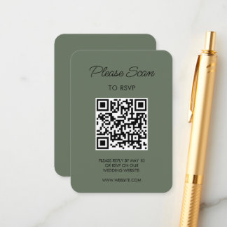 Carte D'accompagnement Sage Green Wedding RSVP Modern Minimalist Simple