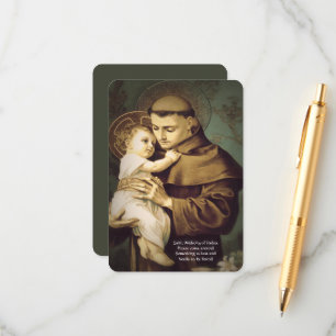 Carte D'accompagnement Saint Anthony Prière de Restauration des objets pe