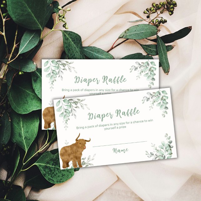 Carte D'accompagnement Saint-Cow Boho Verdure Chevalier Baby shower de ca (Holy Cow Boho Greenery Diaper Raffle Baby Shower Enclosure Card)