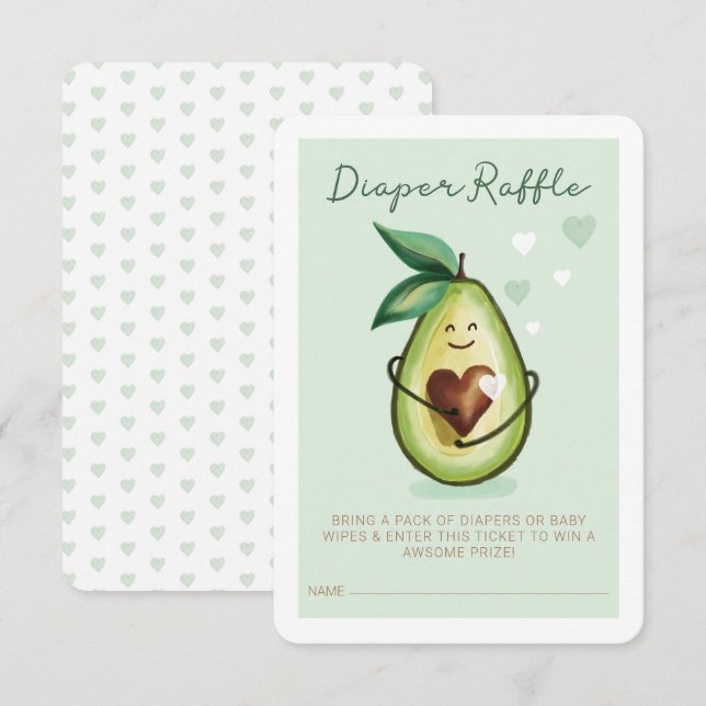 Carte D'accompagnement Saint Guacamole Cute & Fun Avocado Diaper Raffle (Devant / Derrière)