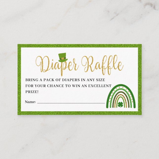 Carte D'accompagnement Saint Patrick's Rainbow Baby shower Diaper Raffle (Devant)