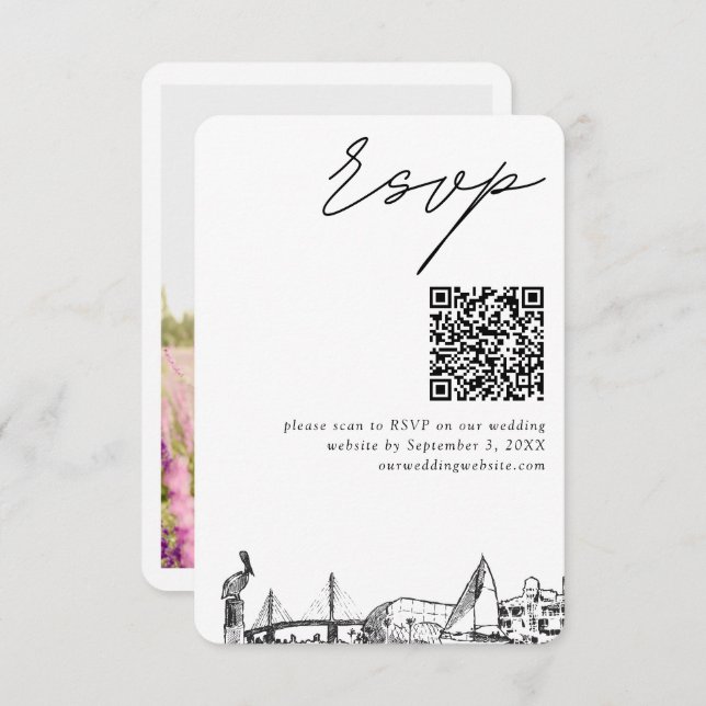 Carte D'accompagnement Saint-Pétersbourg Mariage RSVP QR Code Petit (Devant / Derrière)