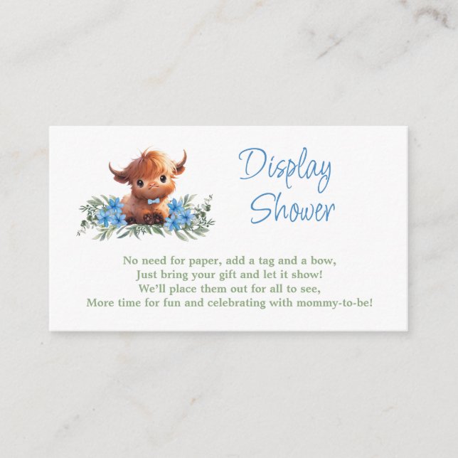CARTE D'ACCOMPAGNEMENT SAINT VACHE MODERNE BABY SHOWER BLEU AFFICHER DOUC (Devant)