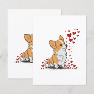 Carte D'accompagnement Saint-Valentin Chien Mignon Corgi Fête de la Saint