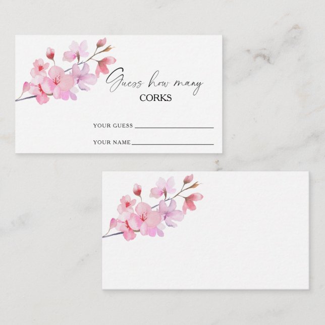 Carte D'accompagnement Sakura - devinez combien de bouchons jeu de mariée (Devant / Derrière)