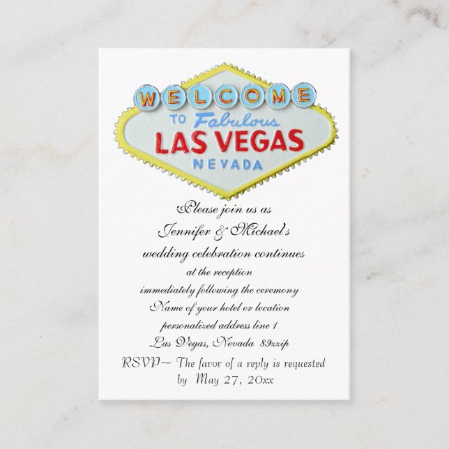 Carte D'accompagnement Salle de réception de mariage Vegas Thème (Devant)