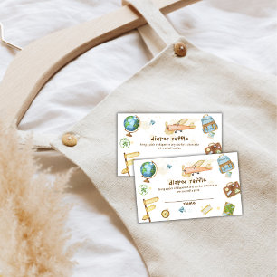 Carte D'accompagnement Salon de bébé avion Voyage Monde Tirage au sort co