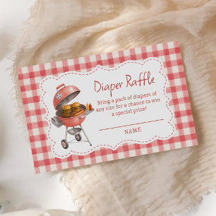 Carte D'accompagnement Salon de bébé BBQ Burger Gingham Rouge Tirage au s