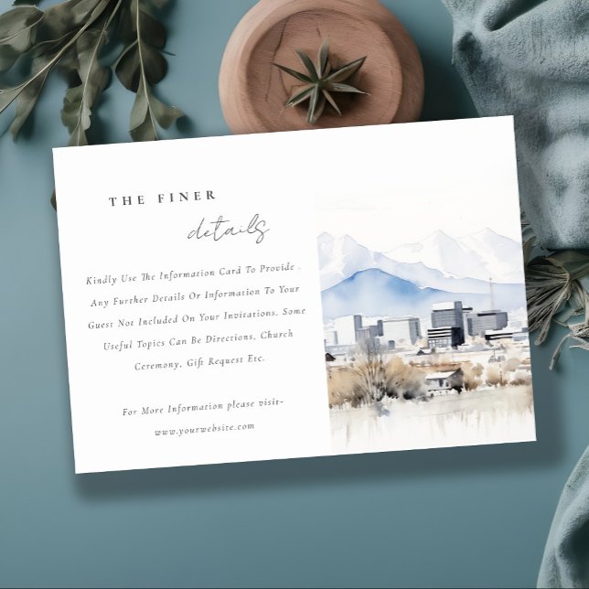 Carte D'accompagnement Salt Lake City Utah Watercolor Mariage Détail (Créateur téléchargé)