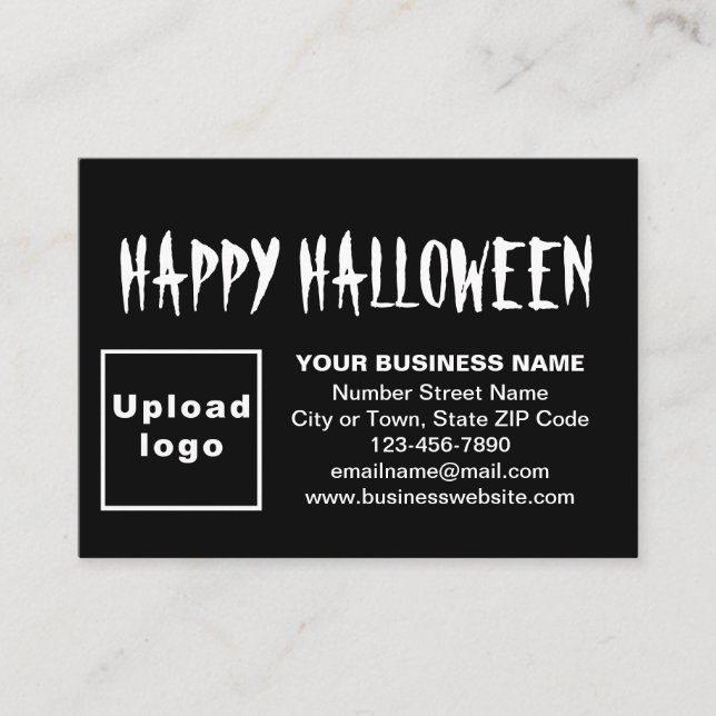 Carte D'accompagnement Salutation d'Halloween d'affaires sur le noir (Devant)