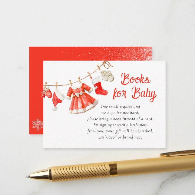 Carte D'accompagnement Santa Baby Shower Girl Books for Baby (Devant/Arrière en situation)