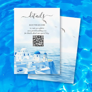Carte D'accompagnement Santorini Grèce aquarelle détails mariage QR