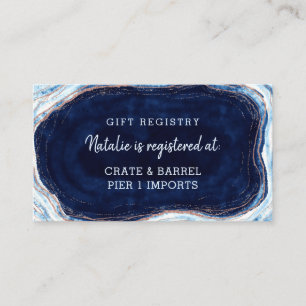 Carte D'accompagnement Sapphire Blue Rose Gold Geode Douche Registre Cade
