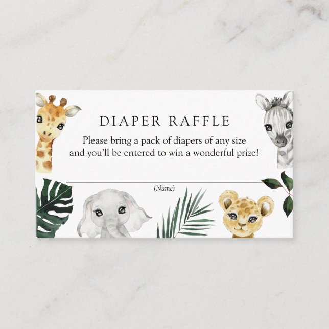 Carte D'accompagnement Sauvage Une Jungle Baby shower Déchets Raffle (Devant)