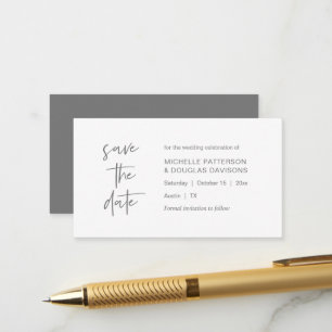 Carte D'accompagnement Sauvez la date, moderne minimaliste, gris foncé