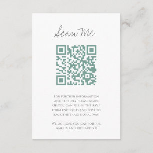 Carte D'accompagnement Scan me QR code mariage site Web monogramme vert